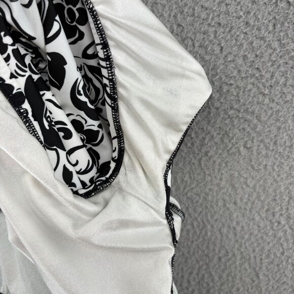 Maxine of Hollywood Floral One-Piece Swimsuit Size 8 Blue Black White Retro - Picture 9 of 12